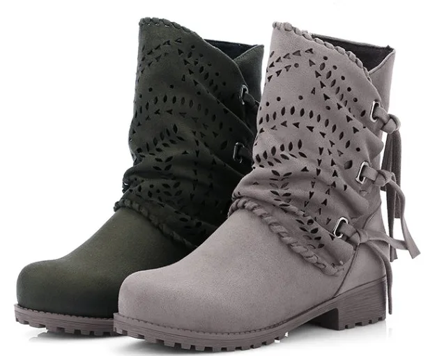 Женские кожаные ботильоны в западном стиле бархатные зимние сапоги на платформе