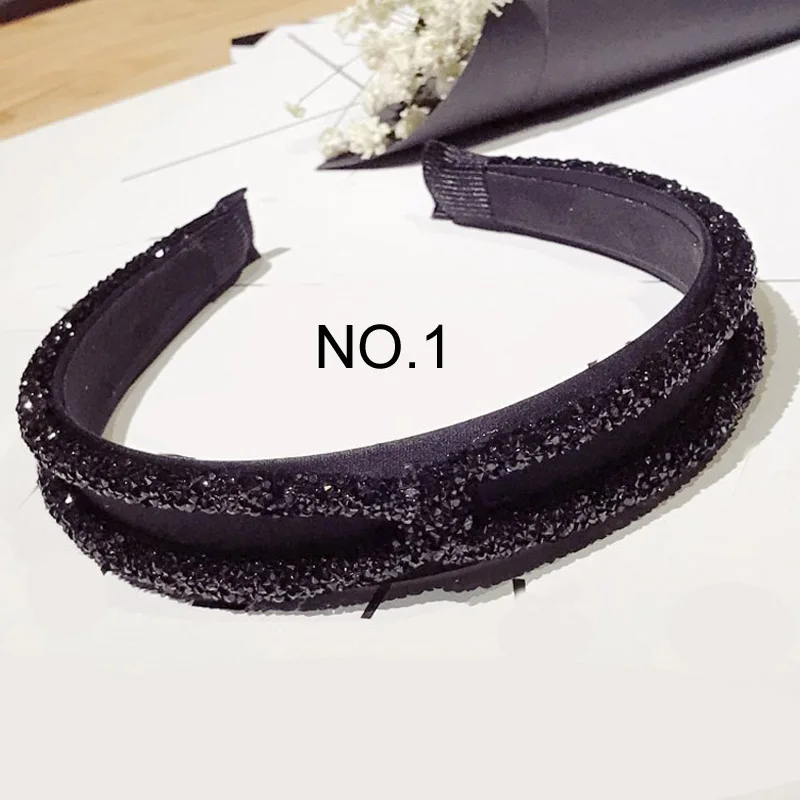 NO.1 New Fashion Rhinestone Crystal Cross Hair Bands Unique Design Wide Hairband Headbands for Women Girl Shiny Hoop Hair Accessories - Цвет: NO.1