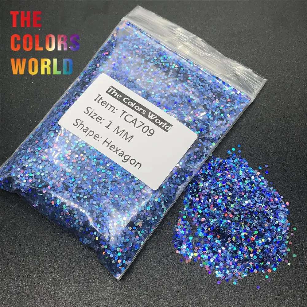 

TCA709 Holographic Laser Dark Blue Color Hexagon Shape Nail Glitter For Nail Decoration Nail Gel Makeup Facepaint DIY Accessorie