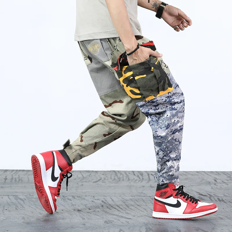 Камуфляжные брюки карго 2019 мужские модные мешковатые тактические хип хоп