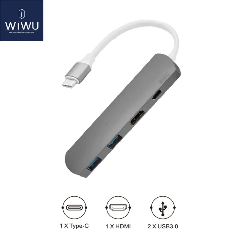 

USB-концентратор WIWU 4 в 1, USB 3,0, USB Type-C