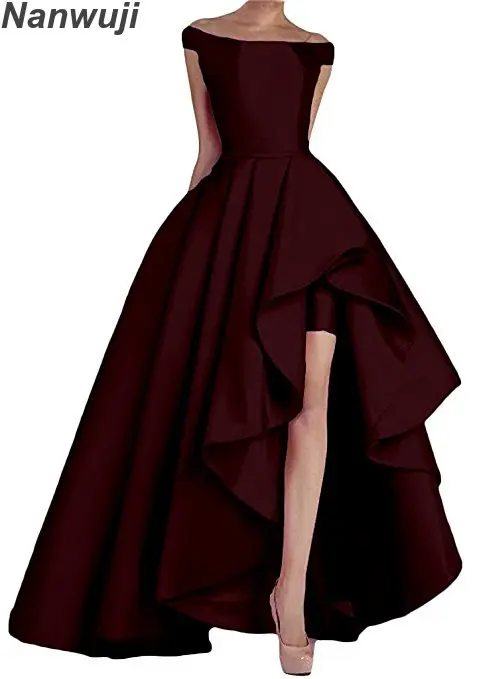 Ameision 2019 Boat Neck Royal Blue Women's Off Shoulder Long Evening Prom Dresses High Low Formal Gowns | Свадьбы и торжества