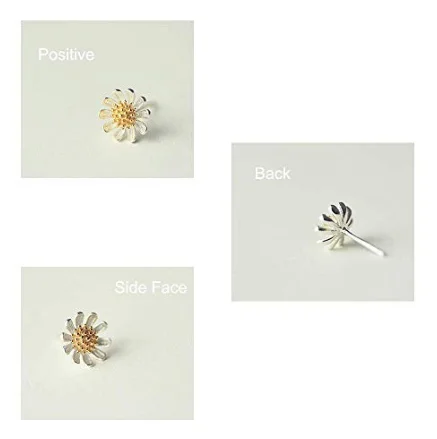 Женские серьги-гвоздики из серебра 925 пробы в виде цветка маргаритки | Украшения и