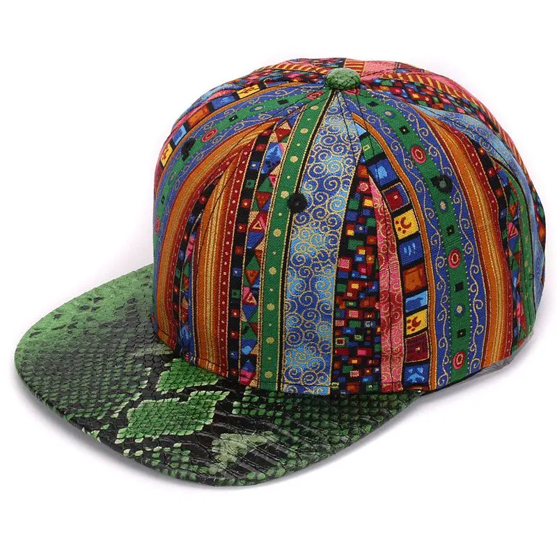 Green skin HATLANDER,, кожа, змеиная кожа, бейсболки с плоским козырьком, спортивные кепки, casquette, уличная хип-хоп кепка для мужчин и женщин - Цвет: Green skin