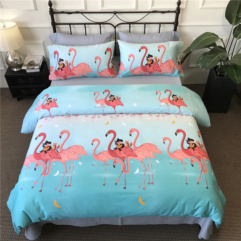 6 шт. 100% хлопок постельное белье Полный Queen king size пододеяльники Розовый фламинго