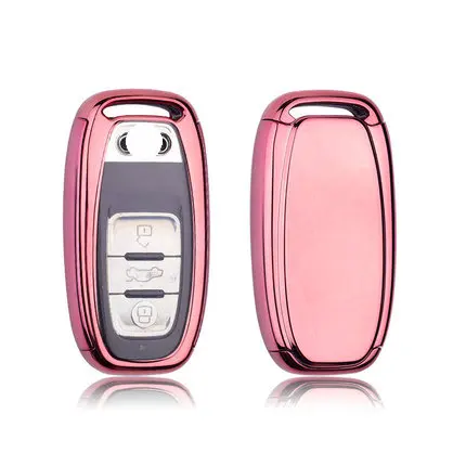 pink Защитный чехол для ключей из ТПУ+ поликарбоната для Audi A4 A4L A5 A6 A6L Q5 S5 S7 защитный чехол для автомобиля Стильный чехол для Smart Key - Название цвета: pink