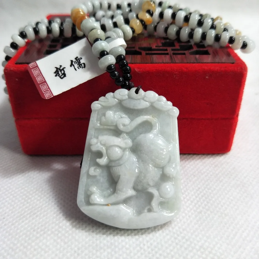 Zheru ювелирные изделия чистый натуральный жадеит Тигр амулет кулон триколор