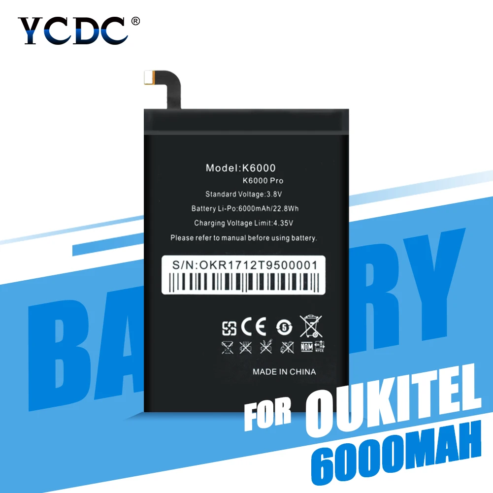 6000 мАч аккумулятор для телефона Oukitel K6000/ K6000 Pro / Ulefone Power DOOGEE T6 Homtom HT6 мобильный
