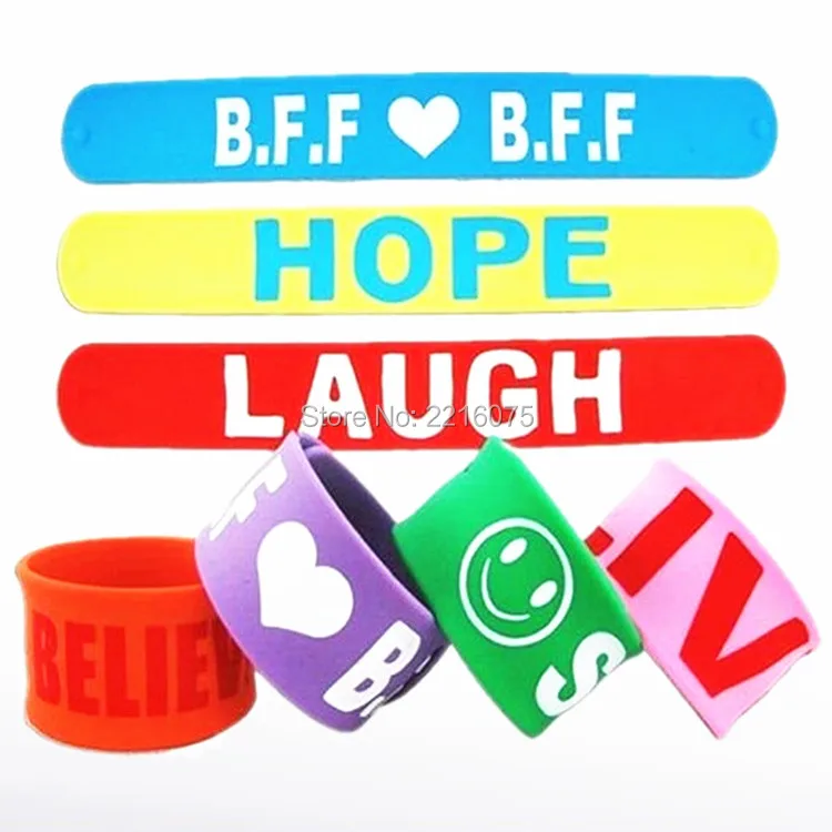 500pcs sports BFF HOPE LAUGH silicone slap bracelets rubber wristband free shipping by DHL express | Украшения и аксессуары