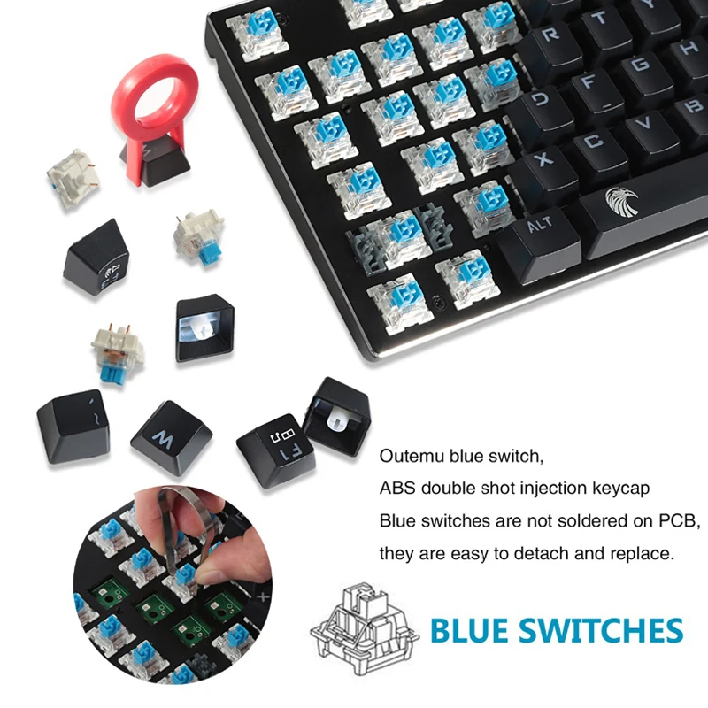 Механическая клавиатура с 87/104 клавишами RGB светодиодный игровой компьютер