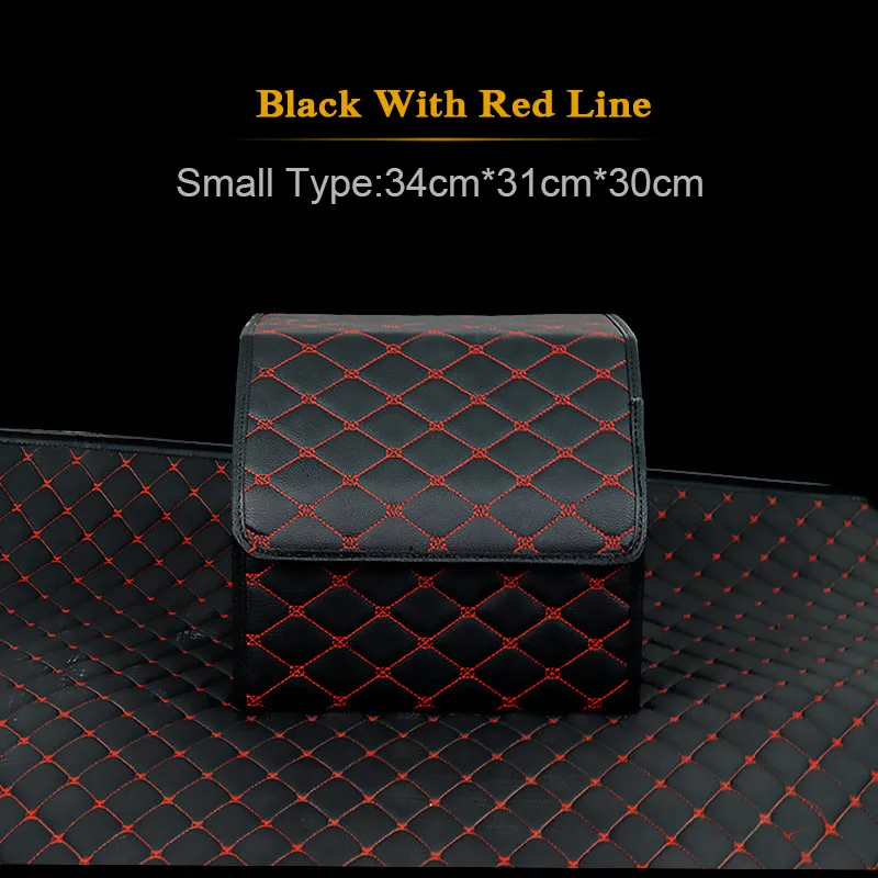 Small Size Red Автомобильный органайзер для багажника, коробка для хранения, сумка для авто мусора, сумка для инструментов из искусственной кожи, складывающаяся большая сумка для хранения груза, аксессуары для автомобиля - Название цвета: Small Size Red