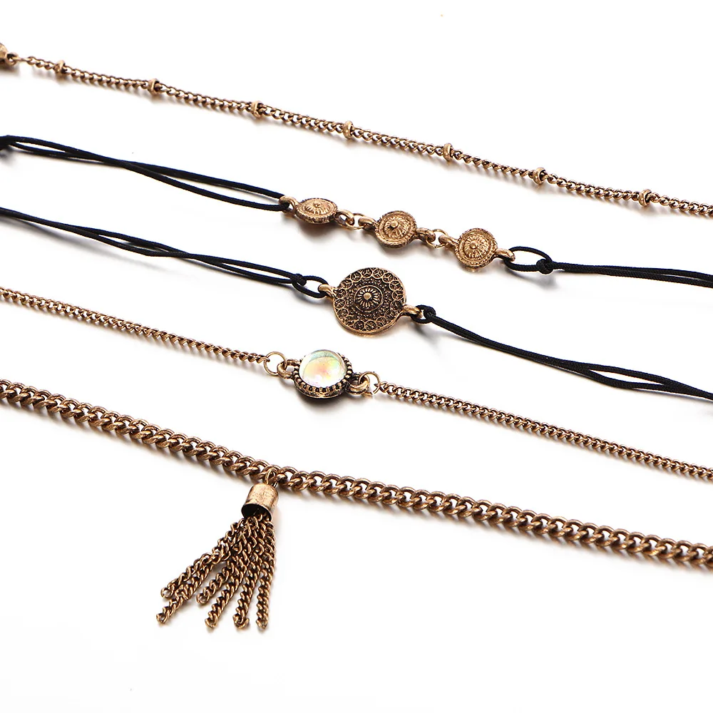 5 шт./компл. Женская бижутерия цвет золото цепочка из тотемных звеньев