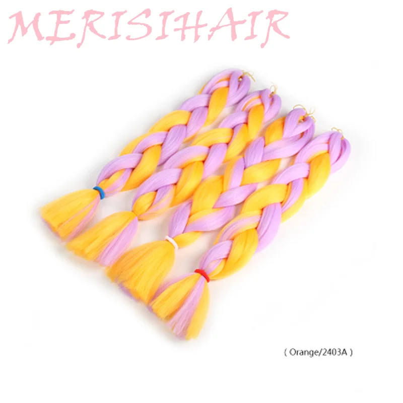 Зеленый MERISIHAIR, 24 дюйма, Омбре, розовый, блонд, красный, синий, плетеные волосы, синтетические, вязанные волосы для наращивания, огромные косички, прически - Цвет: Зеленый