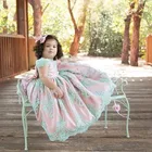 Милое кружевное детское платье на день рождения, платье для девочек с цветами на свадьбу, с бантом, с круглым вырезом и рукавами-крылышками, платье для первого дня рождения младенца