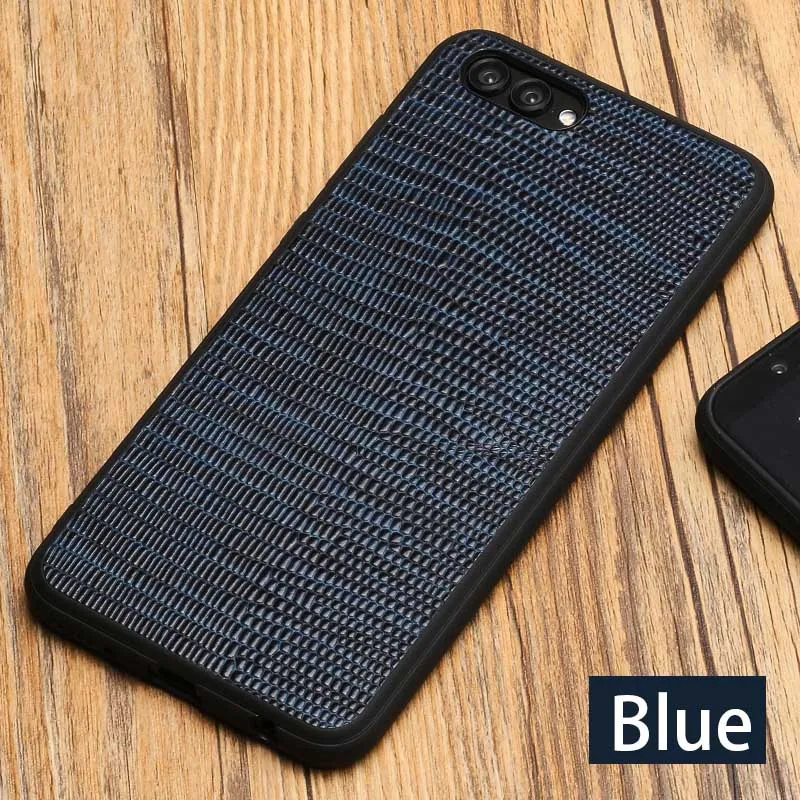 Чехол для телефона из натуральной кожи для huawei Honor 9X V20 20 текстура ящерицы мягкая оболочка все включено для mate 20 30 Nova 2 Plus чехол s - Цвет: 05-Blue