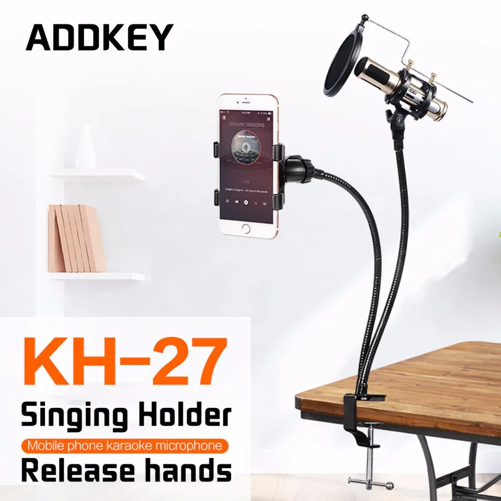 Addeky KH-27 микрофон телефона Доль Микрофон клип и Настольный держатель Монтажный