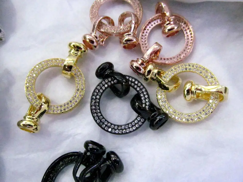 

6pcs 20-30mm Micro Pave Diamond Connectors Crystal Steering wheel shape Spring Ring Clasp
