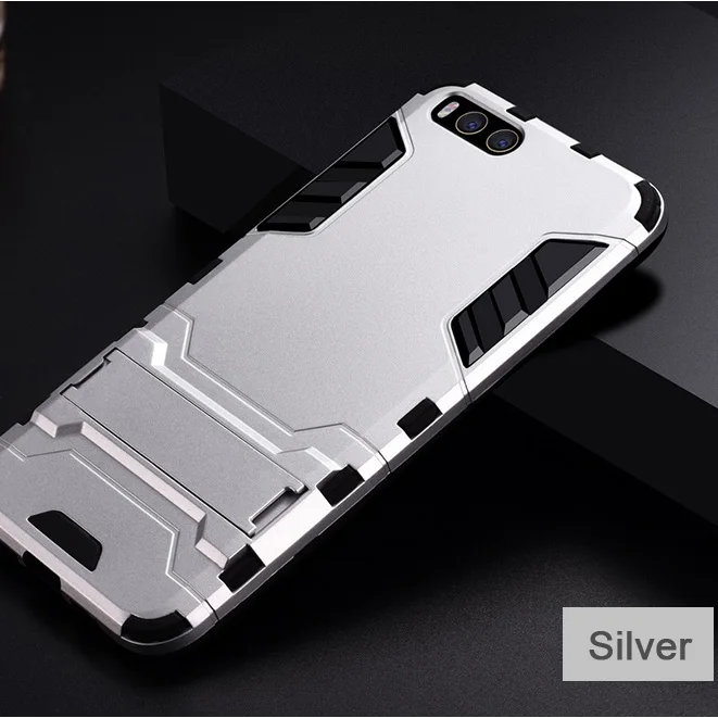 Серебристый CAPSSICUM Mi6 защитный чехол для XIAOMI MI6 PC+ силиконовый Жесткий противоударный чехол-подставка для задней панели с подставкой высокого качества - Цвет: Серебристый