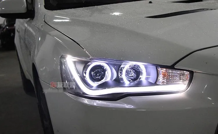 Автомобильный Стайлинг для Mitsubishi Lancer головной светильник s ангельские глазки DRL 2012 для LANCER светодиодный светильник бар DRL Q5 bi xenon объектив h7 xenon