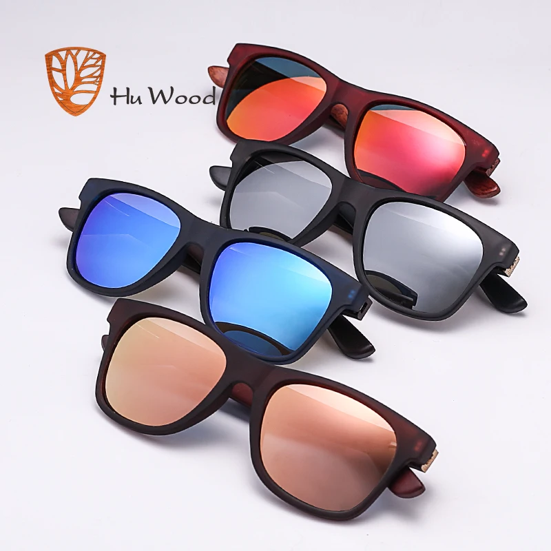HU деревянные поляризованные солнцезащитные очки женские винтажные цветные