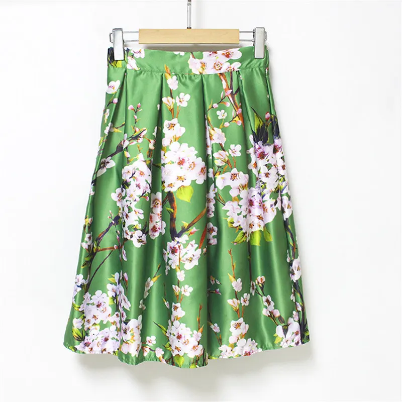 Летняя женская юбка в стиле ретро Хепберн с завышенной талией и цветочным