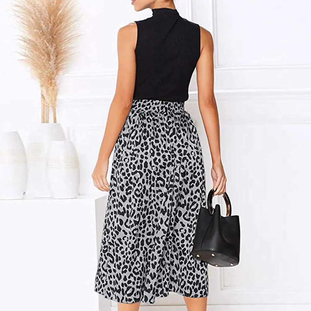 Женская юбка shein с леопардовым принтом плиссированная эластичная богемная Макси