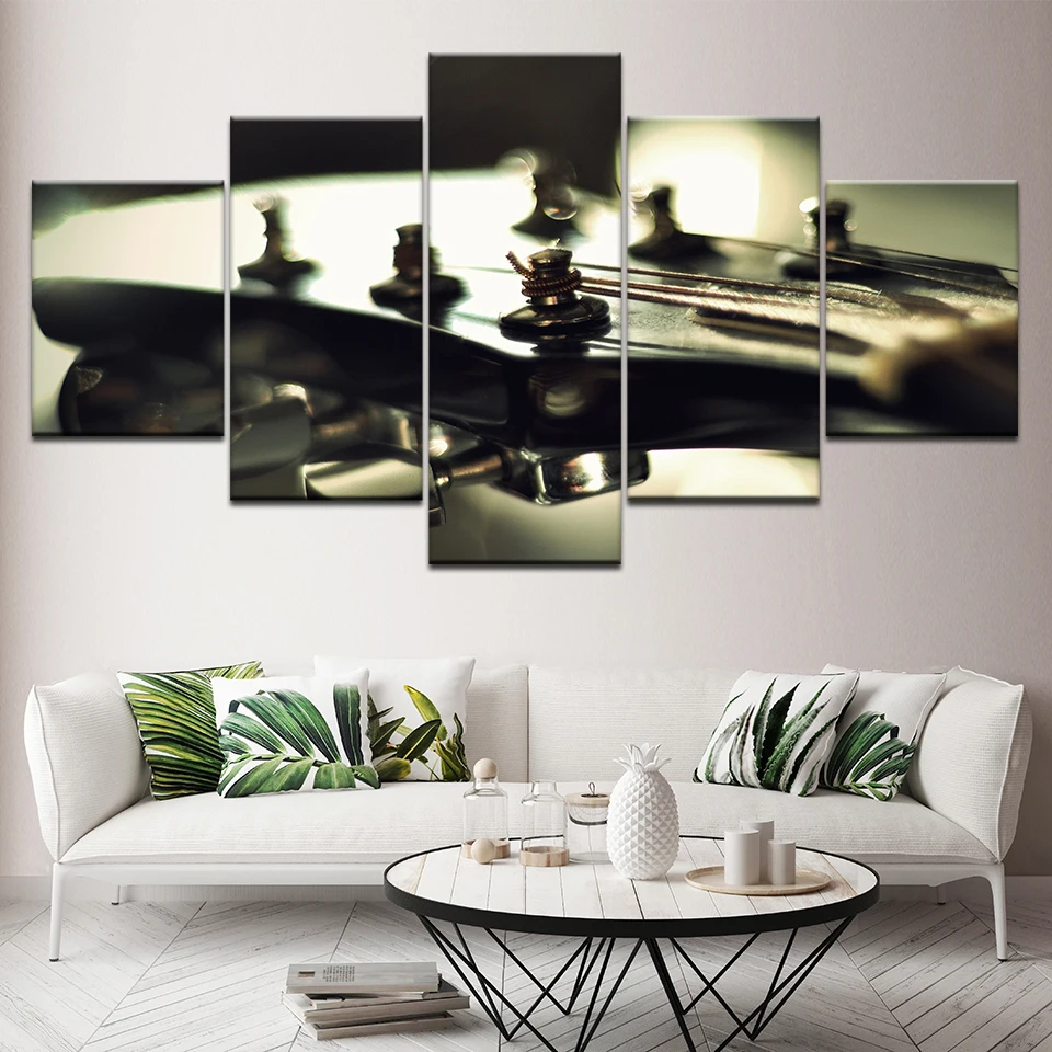 HD с модульная холст Картины для Гостиная Wall Art 5 шт. бас гитара шеи фотографии