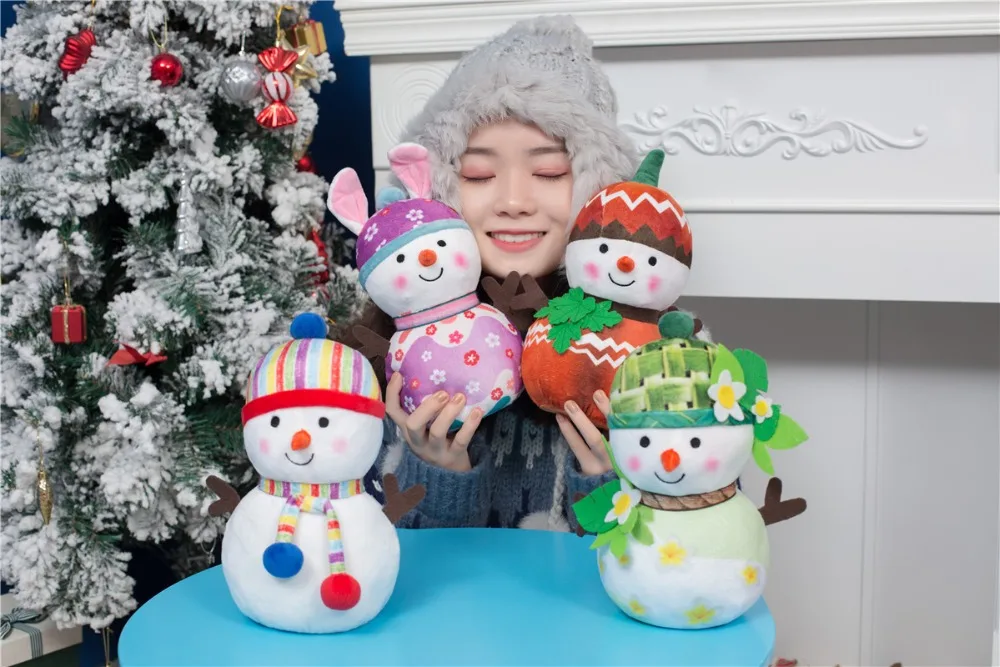 25 см kawaii всесезонный плюшевый снеговик игрушки милые рождественские маленькие куклы-Снеговики детские мягкие подарки на день рождения