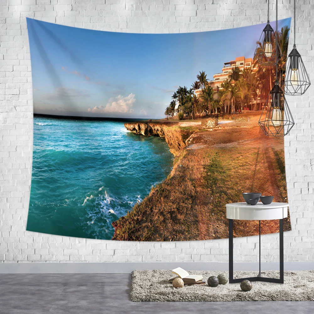 Квадратное одеяло с морским принтом Настенный декор полиэстер коврик для