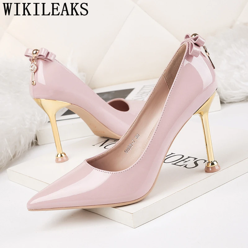 Туфли лодочки женские из лакированной кожи Фетиш на высоком каблуке пикантные