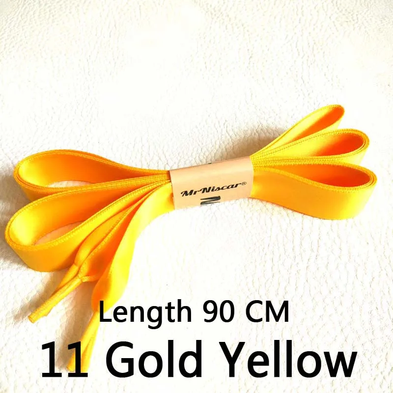 Gold Yellow 90cm 1 пара 2 см широкие плоские атласные шнурки для ботинок Золотые желтые обувные шнурки для шнуровки шнурки для ботинок Детские Молодежные мужские и женские кроссовки шнурки - Цвет: Gold Yellow 90cm
