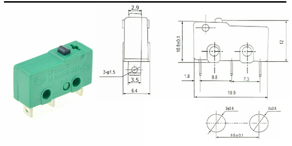 1 шт. микро концевые переключатели 3 контакта нет+ NC SPDT 3A/5A 250VAC мини микро переключатель 17 мм 29 мм длинные дуги роликовый рычаг переключатель микропереключатели
