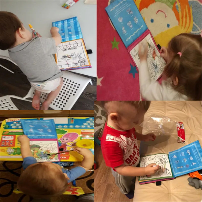 Книжка-раскраска для детей книга рисования магической водой с животными новая