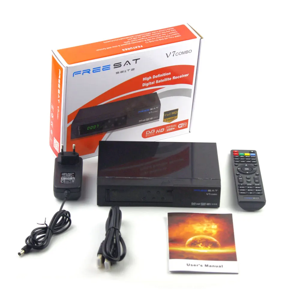 [Натуральная кожа] Freesat V7 комбо приемное устройство HD спутниковый ресивер DVB S2 T2