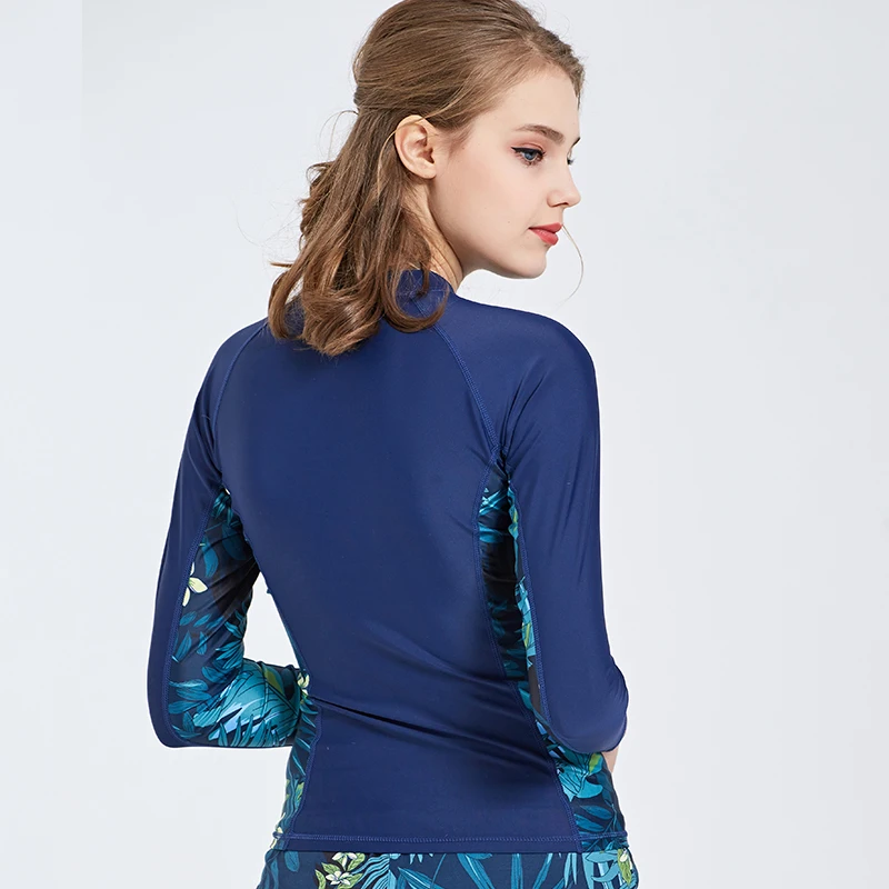 SBART женский спортивный купальник на молнии спереди пляжный с длинным рукавом