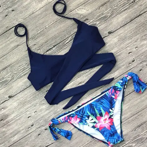 2018 Бандажное бикини с цветочным принтом пикантные Для женщин купальники