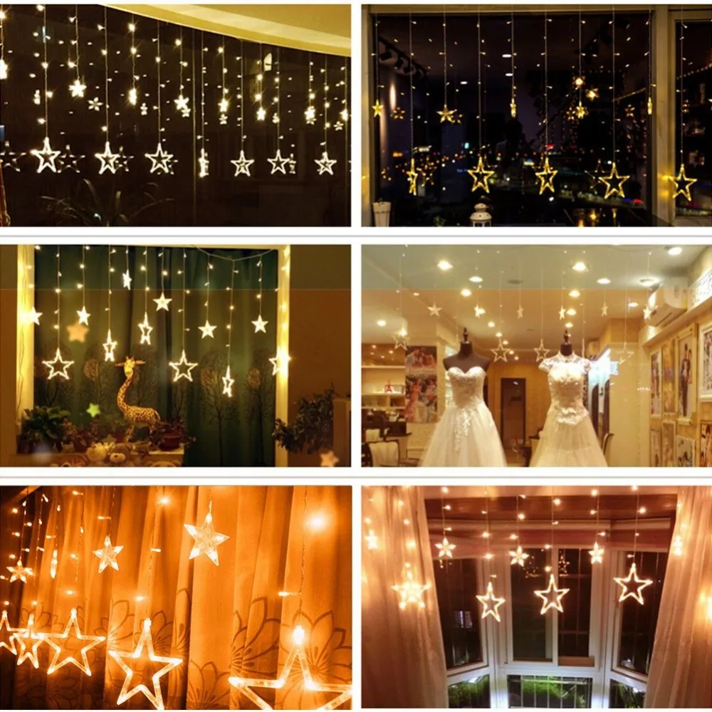 СВЕТОДИОДНАЯ Гирлянда со звездами для дома праздника Рождества свадьбы