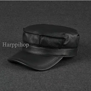 Harppihop меховая Мужская Военная Кепка из натуральной кожи, новинка, мужские шапки из натуральной кожи для взрослых, одноцветные регулируемые армейские шапки/Кепки - Цвет: 1