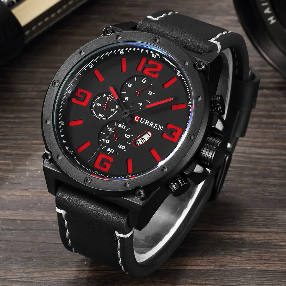 CURREN Mens Watches Top Brand Luxury 30M Waterproof Date Clock Male Leather Strap Casual Quartz Watch Men Sports Wrist Watches