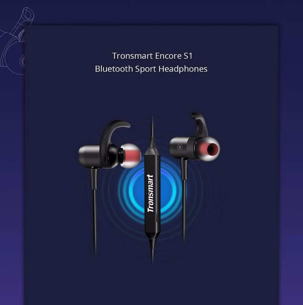 Магнитные bluetooth-наушники Tronsmart Encore S1 со встроенным микрофоном, время воспроизведения до 10 часов