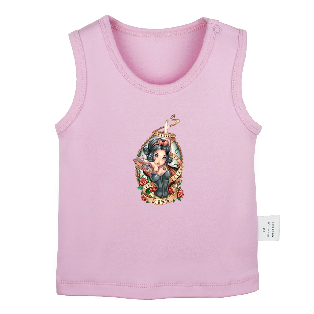 Retro Tattoo Girl Red hair change pinup Art Design Newborn Baby Tank Tops Toddler Vest Sleeveless Printing Infant Cotton Clothes |