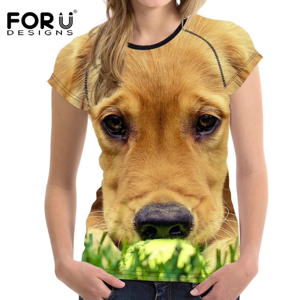 FORUDESIGNS/женская футболка спортивная одежда с милым принтом в виде собаки гибкая