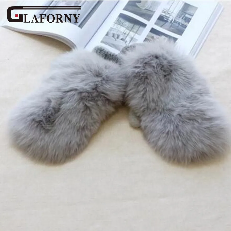 Glaforny женские модные брендовые новые оригинальные шерстяные зимние перчатки с лисьим мехом варежки меховые перчатки с натуральным лисьим мехом - Цвет: light grey