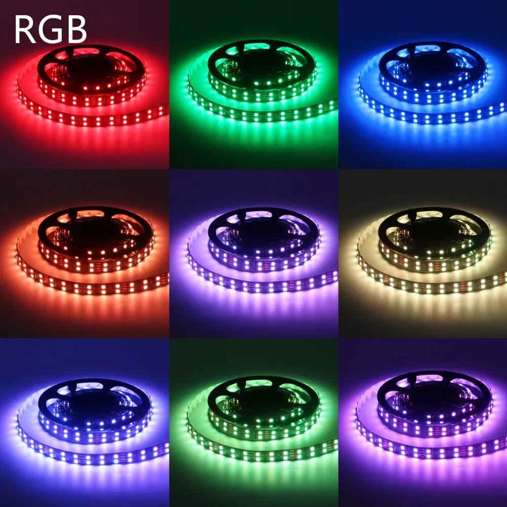 RGB Светодиодная лента Водонепроницаемая 5050 120 светодиодный s/m двухрядный Черный PCB DC 12 В 24 В RGBW RGBWW светодиодный светильник Гибкая неоновая лента Luz