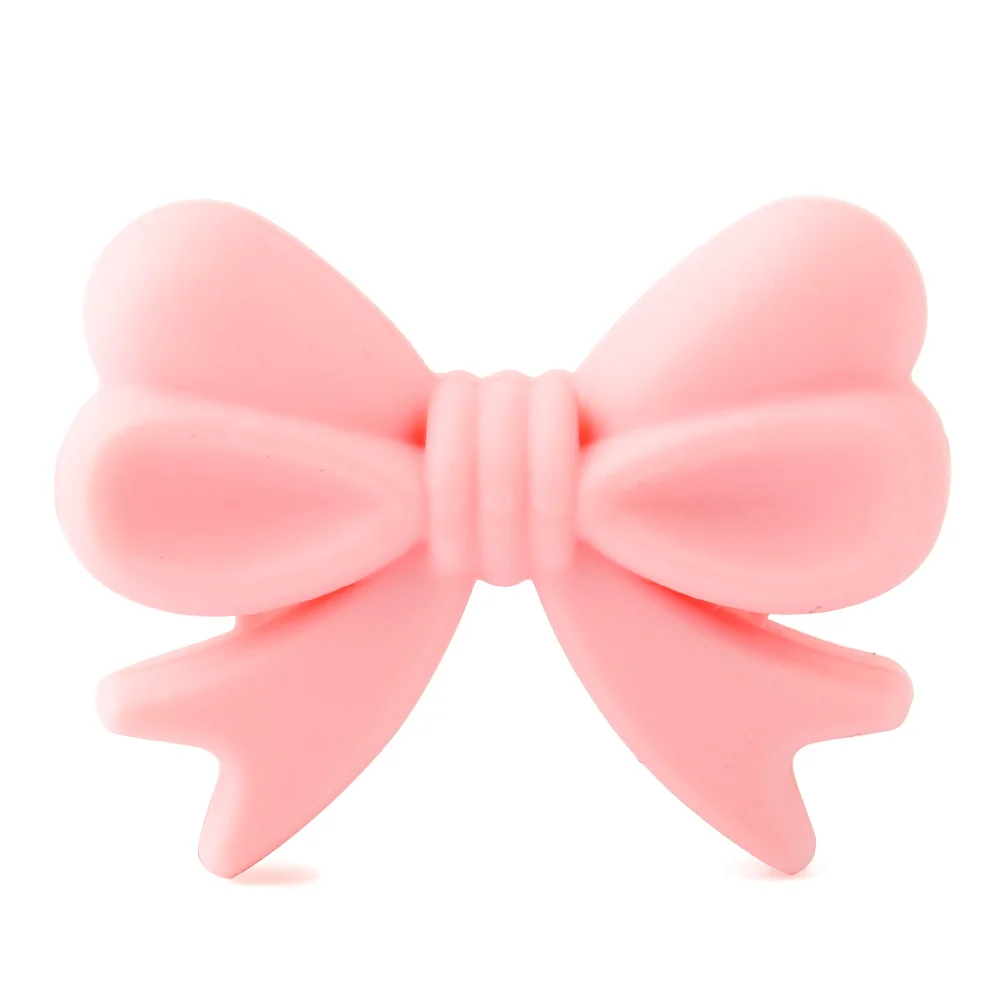 58 Candy Pink Keep& Grow, 10 шт., без бисероплетения BPA, силиконовые бусины в виде банта, пищевые Детские Прорезыватели, детские жевательные прорезыватели, бусины, сделай сам, подвеска на цепочке-пустышке - Цвет: 58 Candy Pink