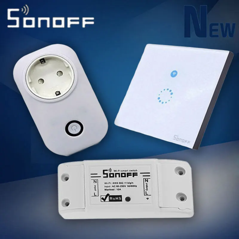 Sonoff Smart Home Itead Sonoff сенсорный Wifi переключатель WiFi релейный модуль 220 В беспроводной светильник таймер переключатель, S20 ЕС умная розетка для автоматизации умного дома - Цвет: Sonoff Smart Home