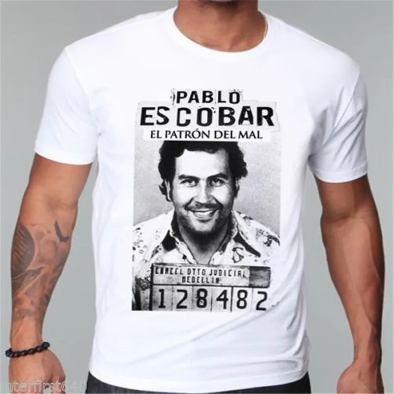 Gangster Pablo escobar t shirt Colombian weed mafia scareface Luciano Money Capon tshirt Fashion Cool men's t-shirt | Мужская одежда