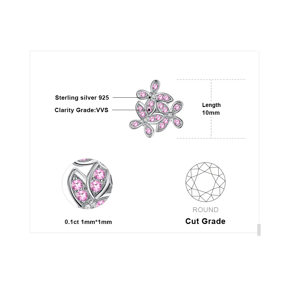 JewelryPalace Новый Искусственный розовый сапфир цветок серьги 925 пробы серебро Gemstone Fine
