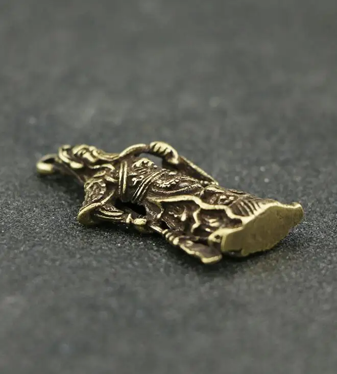 Коллекционный китайский чистый латунный резной Guan Yu Gong изысканный маленький
