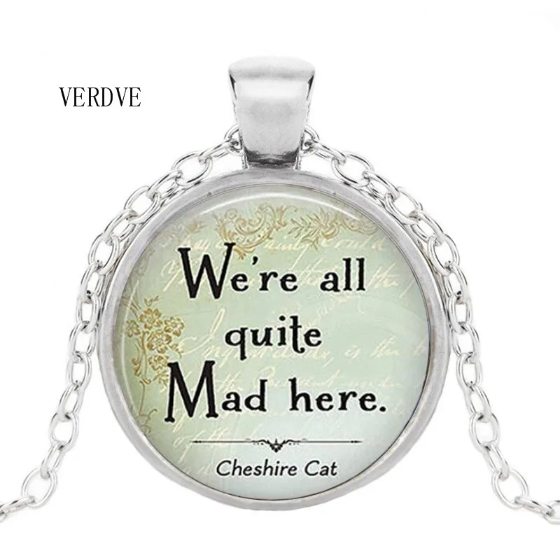 Мы все очень зол Алиса в стране чудес хрустальный стеклянный кулон ожерелье
